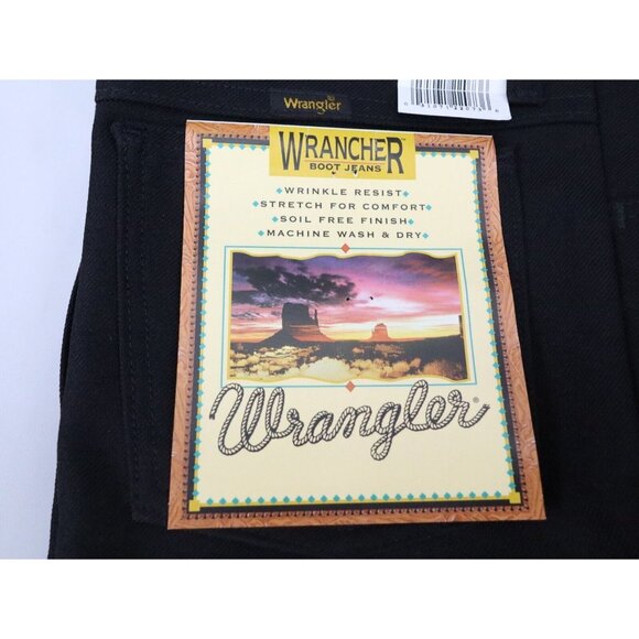 New Wrangler Jeans Mens 38x32 Black Wrancher Bootcut Stretch Wrinkle Free Pants - Picture 2 of 10